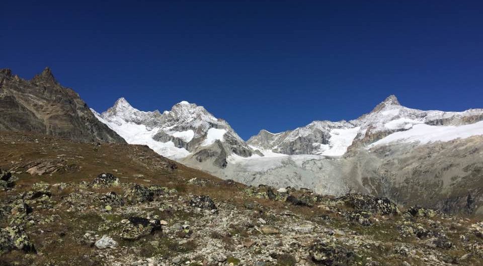 A range of snowcapped mountains